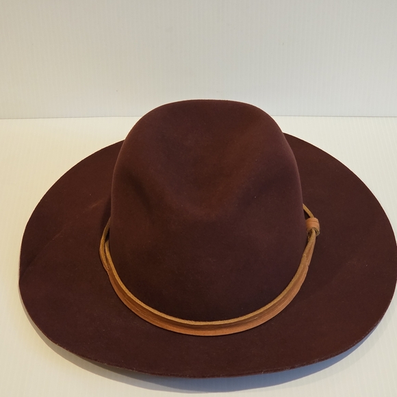 Goorin Bros Wide Brim Burgundy Wool Fedora Hat Large Leather Band Classy Classic - Picture 10 of 16